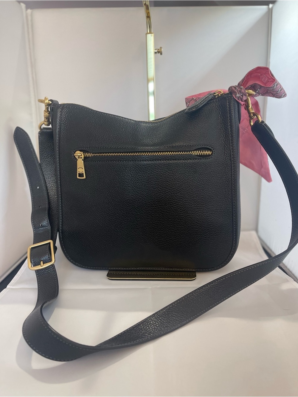 Coach Black Polished Pebble Leather Chaise Crossbody (C8483) - Picture 2 of 8